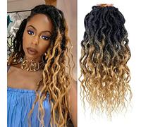 6 Packs 16 Inch Goddess Locs Crochet Hair with Soft Curly Ends Dreadlocks Synthetic Braids 72 Strands(16 inch, T27)