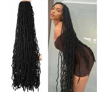 6 Packs 36 Inch Soft Locs Crochet Hair Pre Looped Long Faux Locs Crochet Braids Goddess Locs Dreadlocs Synthetic Hair for Black Women (1B, 36 Inch 6-Pack)