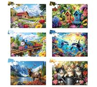 6 Packs 36 Piece Large Piece Jigsaw Puzzle Dementia Alzheimer's Products and Activities for Elderly Seniors Gift Easy Puzzle, Alzheimer's Puzzles Memory Cognitive Games with 6 Storage Bags