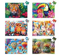 6 Packs 36 Pieces Large Puzzles for Seniors,Dementia Puzzles for Elderly Adults,Jigsaw Puzzles for Adults Seniors with Alzheimer's Dementia with 6 Storage Bags(Animals）