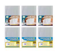 6 Packs - 3pks X60 Micron and 3pks X80 Micron A4 Punched Pockets for Folders Plastic Punch Pockets File Jacket Filing Sleeves 11 Holes Clear Plastic Wallets Punched Poly Pocket Paper Document Files