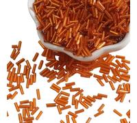 6 Packs 7mm Orange Glass Bugle Beads Glass Tube Beads for Crafting, Bracelets, Keychain Making, About 1800Pcs