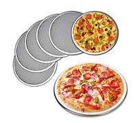 6 Packs Aluminum Alloy Pizza Pan With Holes, 10 Inch Commercial Grade Baking Screen for Oven Round Crisper Tray for Home Restaurant, Seamless (10-Inch, Pack of 6)