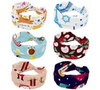 6 Packs Blue Paris Eiffel Tower Snowflake Wide Headbands for Women, Non Slip Sports Hair Bands, Stretchy Head bands, Fahion Wide Headband for Yoga, Workout, Daily