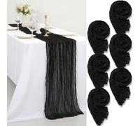 6 Packs Cheesecloth Table Runner,Black Table Runner 55x300cm Rustic Gauze Fabric Boho Decor Table Runner, Cheesecloth Table Decor for Wedding Party Bridal Shower Table Decorations