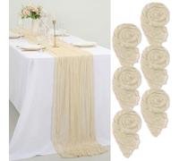 6 Packs Cheesecloth Table Runner,Cream Table Runner 55x300cm Rustic Gauze Fabric Boho Decor Table Runner, Cheesecloth Table Decor for Wedding Party Bridal Shower Table Decorations