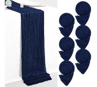6 Packs Cheesecloth Table Runner, Navy Blue, Gauze Boho Rustic for Wedding, Bridal Shower, Birthday Party, Dining Table Decor (55x180 cm)