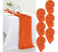 6 Packs Cheesecloth Table Runner,Orange Table Runner 55x300cm Rustic Gauze Fabric Boho Decor Table Runner, Cheesecloth Table Decor for Wedding Party Bridal Shower Table Decorations