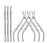 6 Packs Cuticle Trimmer with Pusher - Professional Stainless Steel Cuticle Nippers Cutter Clippers and Cuticle Remover Manicure Tools for Fingernails Toenails (Silver)