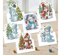 6 Packs DIY Diamond Art Christmas Cards with Envelopes - 5D Crystal Diamond Art Painting Card Kits for Family and Friends, Handmade Postcard Gifts for Christmas