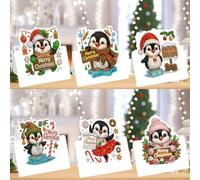 6 Packs DIY Diamond Art Christmas Cards with Envelopes - 5D Crystal Diamond Art Painting Card Kits for Family and Friends, Handmade Postcard Gifts for Christmas