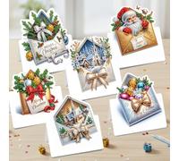 6 Packs DIY Diamond Art Christmas Cards with Envelopes - 5D Crystal Painti
