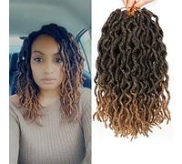 6 Packs Faux Locs Crochet Hair 12 Inch, Wavy Crochet Faux Locs, Short Nu Locs Crochet Hair, Crochet Dreadlocks Goddess Locs Crochet Hair (20 Roots/Pack) #T1B/27