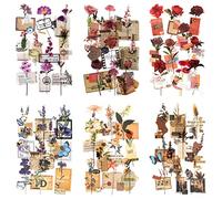 6 Packs Flower Scrapbook Sticker Floral Decorative Planner Decal for Scrapbooking Journal Card Making Diary Photo Album Handcrafts (Angus)