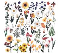 6 Packs Flower Stickers Scrapbook Stickers Decoration Sticker Planner Stickers Assorted Plant Stickers Clear PET for Scrapbooking Journaling Album DIY Arts and Crafts (Bloom)
