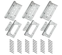 6 Packs Flush Hinges,4 Inch Ball Bearing Stainless Steel Door Mute Hinges for Internal Door, Kitchen Cabinets, Cupboard, Wardrobe,Silver