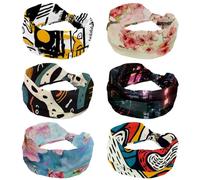 6 Packs Headbands for Women, Elastic Wide Headband, Pink Beautiful Blossom Flower Cherry Soft Yoga Hair Bands, Breathable Hairband for Running Sport Workout Travel