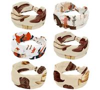 6 Packs Headbands for Women Girls, Elastic Hair Band, Retro Wild West Cowgirls Rodeo Leaves Pattern No Slip Wide Headband, Twisted Head Wrap, Hair Accessories