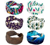 6 Packs Headbands for Women Girls, Soft Wide Headband, Loving Heart Pattern Stretchy Knotted Headwraps, Fashion Sports Hairdband for Workout Yoga, Gym, Running