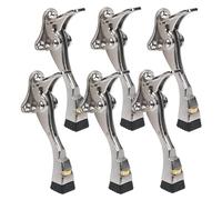 6 Packs Heavy Duty Kickdown Door Stopper, One Touch Adjustable Kickdown Door Stop for Heavy Doors, 4 in Metal Door Kickstand with Rubber Tip & Wall Protectors for Wide Doors
