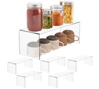 6 Packs Kitchen Cabinet Shelf Organizer,Acrylic Clear Shelf Riser,4mm Thick Spice Rack for Dishes, Soda Cans and Cup 32 x 11.5 x 12 cm