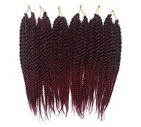 6 Packs/Lot Havana Mambo Twist Crochet Braids Ombre African Collection Hair Senegalese Twists Braids Ombre Synthetic Afro Crochet Twist Braiding Hair Extensions (12 Inch, 1B/Burg)
