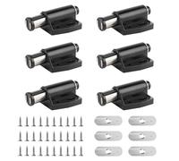 6 Packs Magnetic Pressure Touch Release Catches, Magnetic Push to Open Latch Door Catches, 34mm Pressure Touch Release Latch for Kitchen, Bathroom, Office Cabinets, Handle Free, with 30 Screws, Black