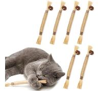 6 Packs Natural Silvervine Chew Sticks, Natural Cat Teeth Nip Cleaning Catnip Toys for Indoor Kitten Teething and Stress