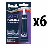 6 Packs of Bostik Soft Plastics Adhesive Glue 20ml Clear Extra Strong