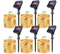 [6 Packs] Outdoor Solar String Lights, 80 LED Solar Garden Lights, 8 Modes Waterproof Solar Lights Outdoor Wire for Patio Yard Party (Warm White)