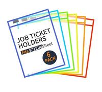 6 Packs Oversized Reusable Dry Erase Pocket Sleeves, 10 Assorted Colors 10x14 Ticket Holders, Clear Plastic Sheet Protectors, Teacher School Classroom Supplies