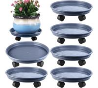 6 Packs Plant Caddy with Wheels 12" Plastic Rolling Plant Stands Heavy-duty Plant Dolly with Casters Indoor and Outdoor Plant Roller Base Large Heavy Plant Pot Saucers with Wheels Plant Mover, Grey