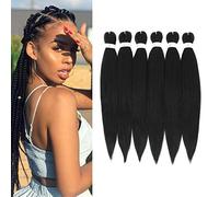 6 Packs Pre Stretched Braiding Hair Extensions Crochet Braids Professional Looking Itch Free Easy to Make Synthetic Fiber Yaki Texture 26 Inch 1B#