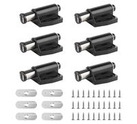 6 Packs Push to Open Door Catches, Magnetic Pressure Touch Release Catches Latch Including Fixing Screws, Heavy Duty Latches for Cabinet Doors, Ideal for Kitchen, Bathroom (Black)