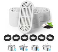 6 Packs Replacement Filters for 108oz/3.2L Ship-Shaped Cat Water Fountain and 4L/134oz Stainless Steel Pet Water Dispenser Fountain(6 Filters & 6 Pre-Filter Sponges)