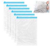 6 Packs Reusable Vacuum Bags for Travel, 50 X 35cm/19.7x13.8inch Roll-up Storage Bag Travel Compression Bag Space Saver Bags for Suitcases Taveling Bedding(No Pump Or Vacuum Needed)
