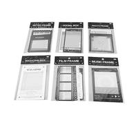 6 Packs Scrapbook Frames Set Ins Style Camera Film Sticker for Scrapbooking Ultra Clear PET Black White Photo Frame Stamp Sticker Scrapbook Supplies 90pcs