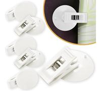 6 Packs Shower Curtain Clips with Suction Cup to Prevent Water Splashing Out, Windproof Splash Guard | Just Press Clip onto Wall| White