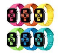 6 Packs Silicone Band Compatible with App le Watch Band 38mm 40mm 41mm 42mm 44mm 45mm 46mm 49mm iWatch Ultra 2/Ultra SE Series 10/9/8/7/6/5/4/3/2/1 Women Men