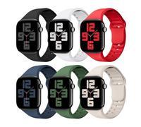 6 Packs Silicone Band Compatible with App le Watch Band 38mm 40mm 41mm 42mm 44mm 45mm 46mm 49mm iWatch Ultra 2/Ultra SE Series 10/9/8/7/6/5/4/3/2/1 Women Men