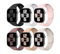 6 Packs Silicone Band Compatible with App le Watch Band 38mm 40mm 41mm 42mm 44mm 45mm 46mm 49mm iWatch Ultra 2/Ultra SE Series 10/9/8/7/6/5/4/3/2/1 Women Men