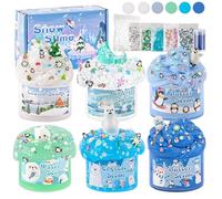 6 Packs Snow Slime Kit - Cloud, Butter, Clear, Water & Crunchy Varieties With Add-ins - Fluffy Making Set for Girls & Boys Party Bag Fillers, 360ml