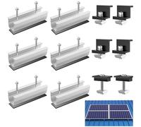 6 Packs Solar Panel Holder Kit, 6 Pcs 120mm Mounting Rail Set, Aluminum Module with 2 Mid & 4 End & 2 Center Clamps, 6 Rubber Pads, 12 Screws, Solar Panels PV Bracket for Metal, Tin, Flat, Sheet Roof