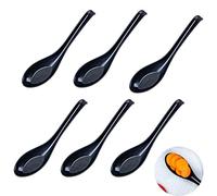 6 Packs Soup Spoons Rice Spoons Chinese Won Ton Soup Spoon Asian Ramen Soup Spoon Original Plain Style Spoon Soup Suitable for Restaurants Family Hotels