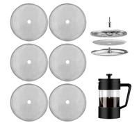 6 Packs Stainless Steel Cafetiere Filter Mesh Screen, 4 Inch Coffee Filter Replacement, Reusable Cafetiere Mesh Replacement for 34oz/1000ml Coffee Tea Makers