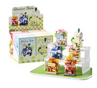 6 Packs Street View City Shop Building Blocks Set, Creative Coffee Shop Flower Shop Flower and Fruit Cart Building Toys Model, Simulation Architecture Collection Kit Gift for Adults Kids (S22)