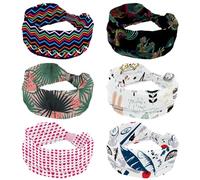 6 Packs Traditional Chinese Dragon Wide Headbands for Women, Elastic Head Bands, Non Slip Hairband, Turban Headband for Workout Yoga Sport Running