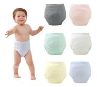 6 Packs Training Pants Reusable Baby Potty Training Pants Waterproof Washable Toddler Potty Trainings Underwear Soft Cotton Toilet Trainings Pant for Boys Girls Baby Toddler up to 3 Years 10-15 kg