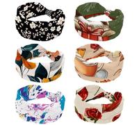 6 Packs Turban Headbands for Women, Soft Wide Hairbands, Cartoon Sloth Christmas Boxes Twisted Knot Cross Headband, Stretchy Headwraps, Fashion Hair Accessories