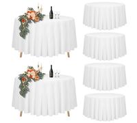 6 Packs White Round Tablecloth 305cm Diameter, Round Table Cover for Ø150-240cm Tables, Polyester Waterproof Washable Round Large Table Cloth for Wedding Party Buffet Camping Restaurant (120 inch)